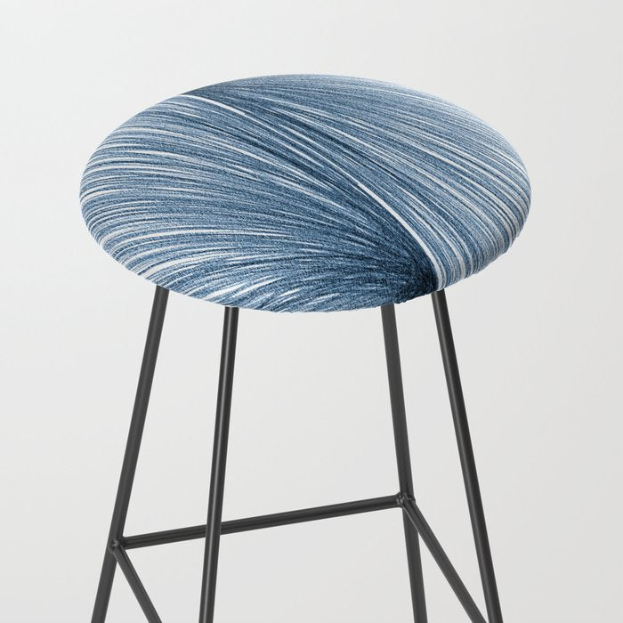 Mid Century Modern Indigo Blue Geometric Abstract Stool Gallery Image 2