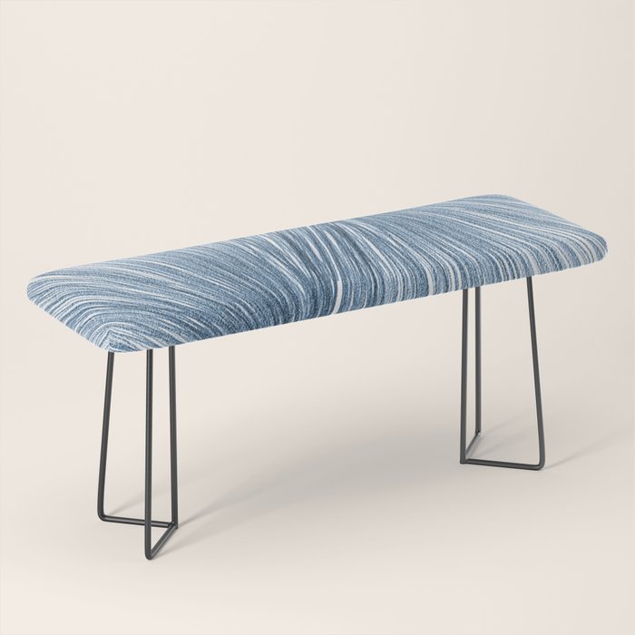 Mid Century Modern Indigo Blue Geometric Abstract Bench Gallery Image 1