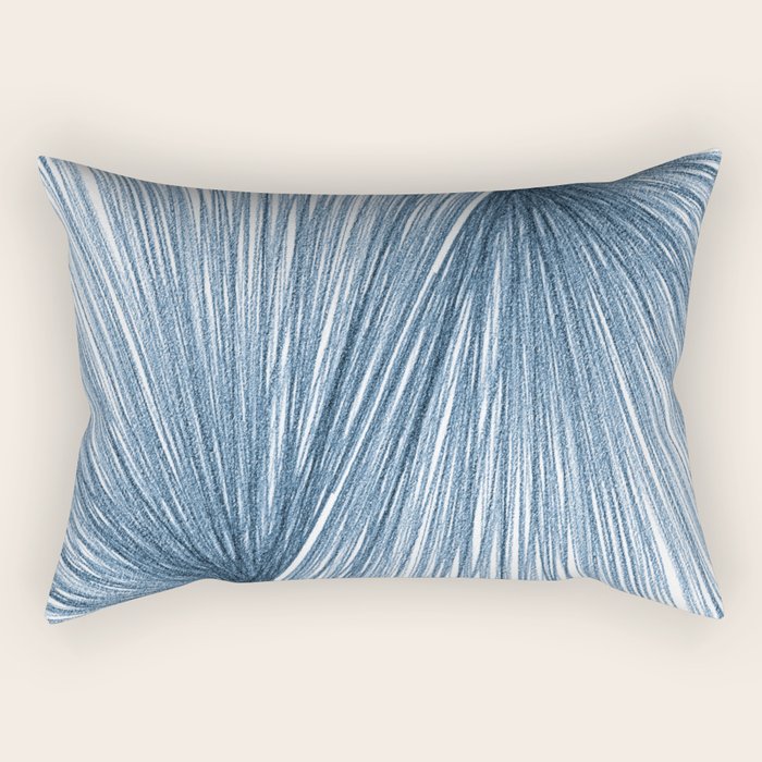 Mid Century Modern Indigo Blue Geometric Abstract Rectangular Pillow