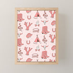 Cute Cowgirl Pattern, Cowboy Print in Blush Pink Mini Art Print Gallery Image 1
