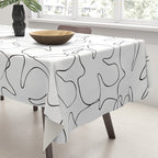 Abstract black and white floral art pattern Tablecloth Gallery Image 3