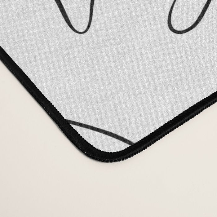 Abstract black and white floral art pattern Desk Mat Gallery Image 4