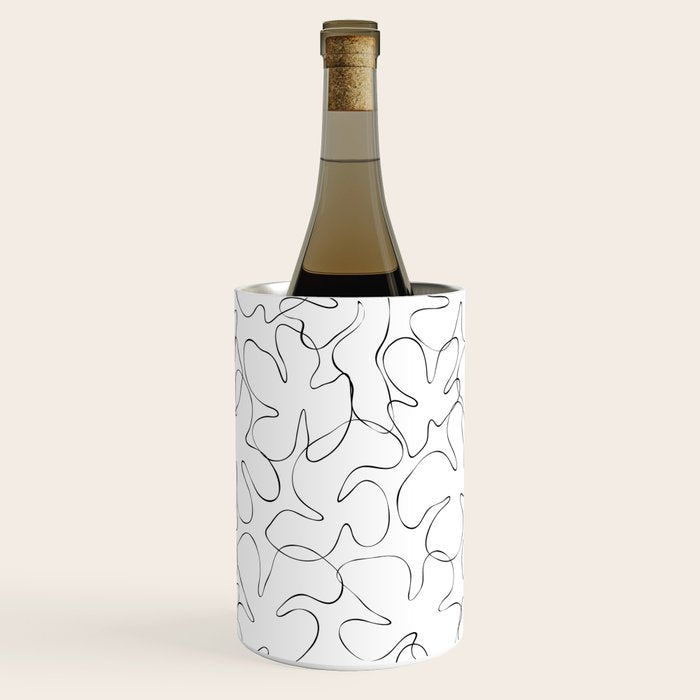 Abstract black and white floral art pattern Wine Chiller Gallery Image 1