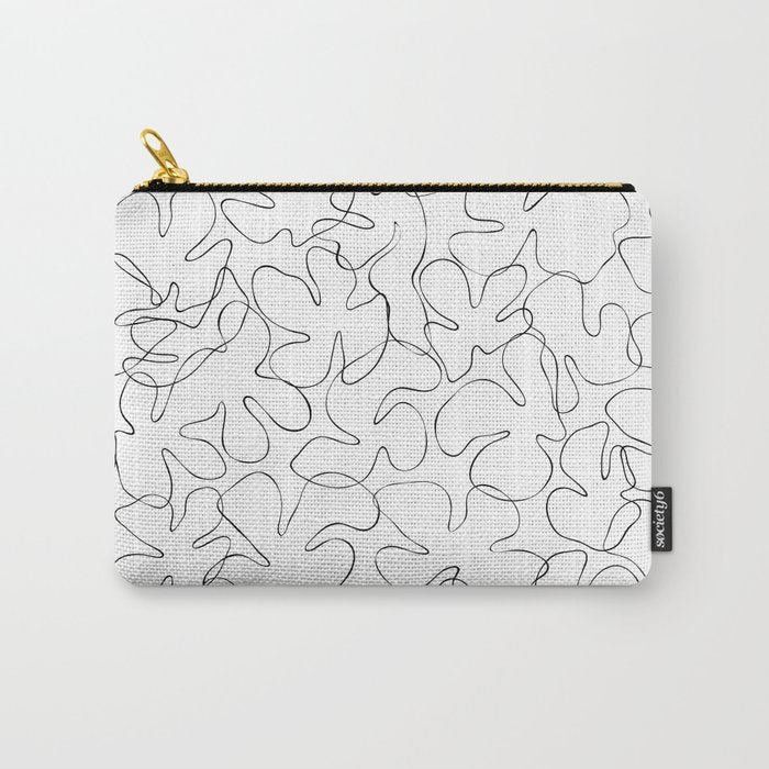 Abstract black and white floral art pattern Carry All Pouch Gallery Image 1