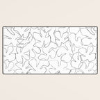 Abstract black and white floral art pattern Desk Mat Gallery Image 3