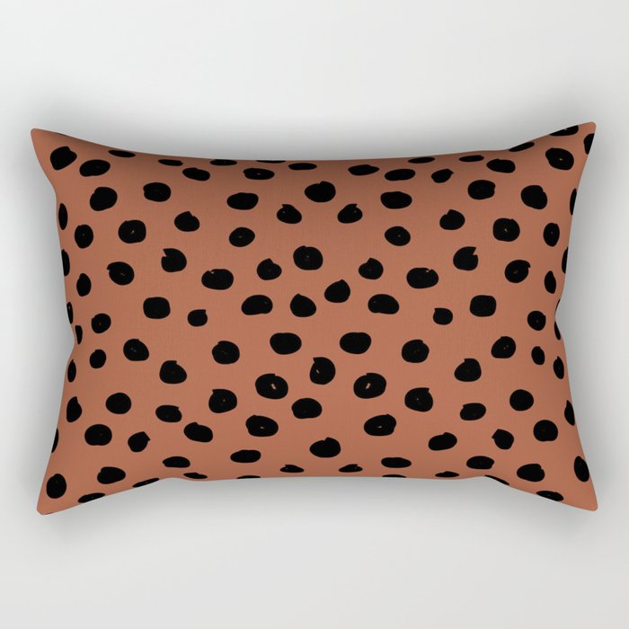 Leopard Print Rust Animal Print Brushstroke Polka Dots Dalmatian Cheetah Spots Boho Decor Minimal Rectangular Pillow Gallery Image 2