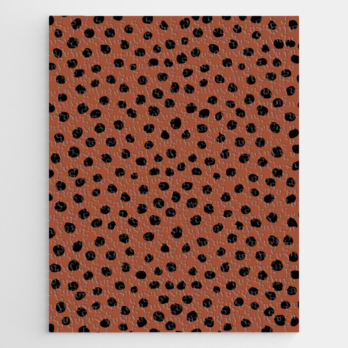 Leopard Print Rust Animal Print Brushstroke Polka Dots Dalmatian Cheetah Spots Boho Decor Minimal Jigsaw Puzzle Gallery Image 1
