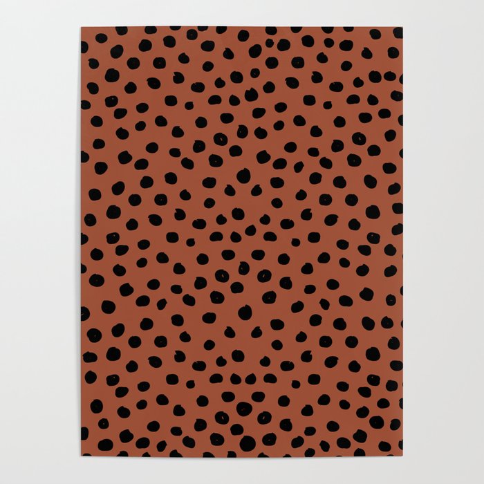 Leopard Print Rust Animal Print Brushstroke Polka Dots Dalmatian Cheetah Spots Boho Decor Minimal Poster Gallery Image 4