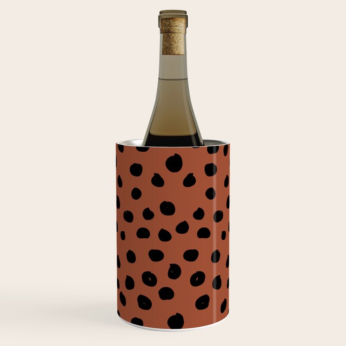 Leopard Print Rust Animal Print Brushstroke Polka Dots Dalmatian Cheetah Spots Boho Decor Minimal Wine Chiller Gallery Image 1