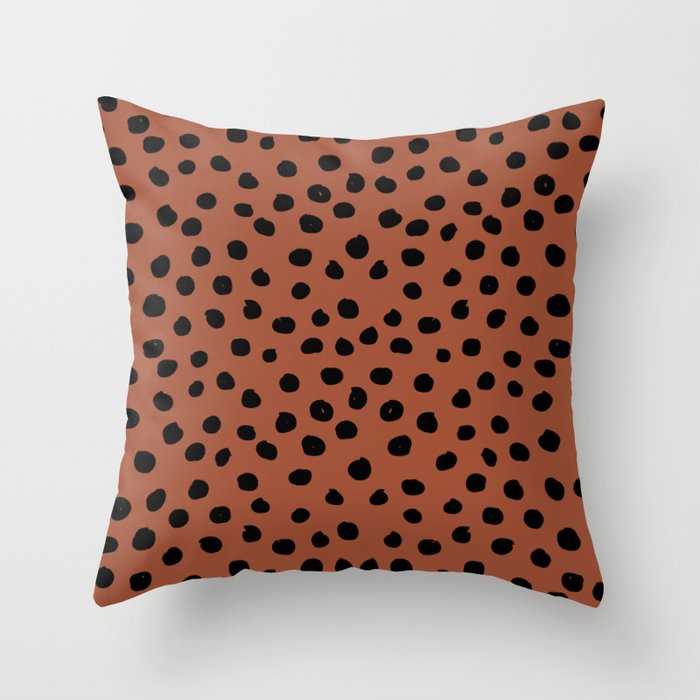Leopard Print Rust Animal Print Brushstroke Polka Dots Dalmatian Cheetah Spots Boho Decor Minimal Throw Pillow Gallery Image 6