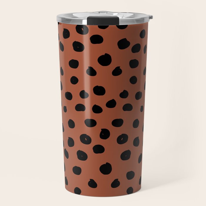Leopard Print Rust Animal Print Brushstroke Polka Dots Dalmatian Cheetah Spots Boho Decor Minimal Travel Mug Gallery Image 1