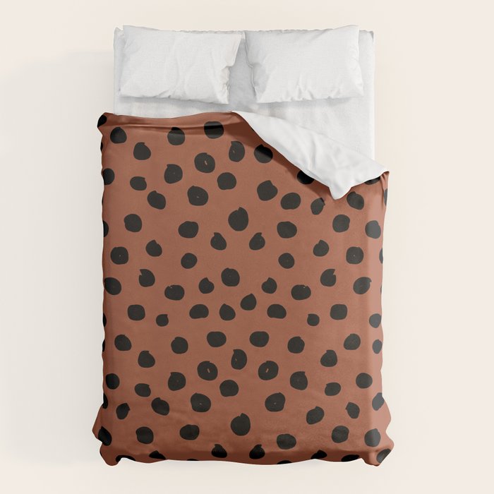 Leopard Print Rust Animal Print Brushstroke Polka Dots Dalmatian Cheetah Spots Boho Decor Minimal Duvet Cover Gallery Image 6