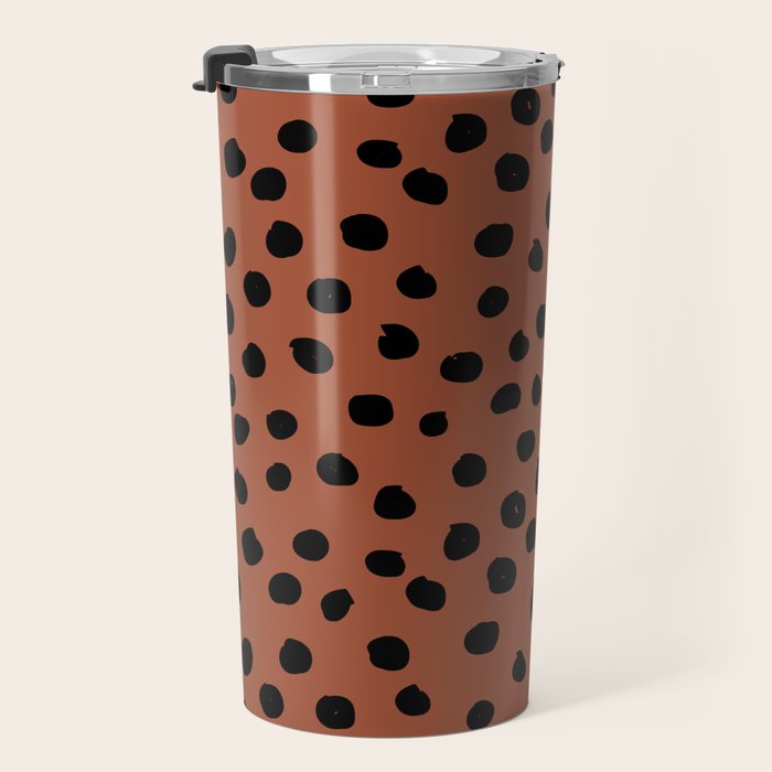Leopard Print Rust Animal Print Brushstroke Polka Dots Dalmatian Cheetah Spots Boho Decor Minimal Travel Mug Gallery Image 3