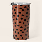 Leopard Print Rust Animal Print Brushstroke Polka Dots Dalmatian Cheetah Spots Boho Decor Minimal Travel Mug Gallery Image 3