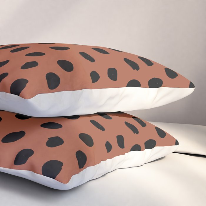Leopard Print Rust Animal Print Brushstroke Polka Dots Dalmatian Cheetah Spots Boho Decor Minimal Pillow Sham Gallery Image 3