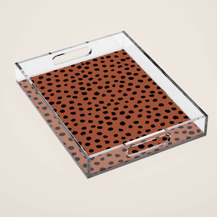 Leopard Print Rust Animal Print Brushstroke Polka Dots Dalmatian Cheetah Spots Boho Decor Minimal Acrylic Tray Gallery Image 1