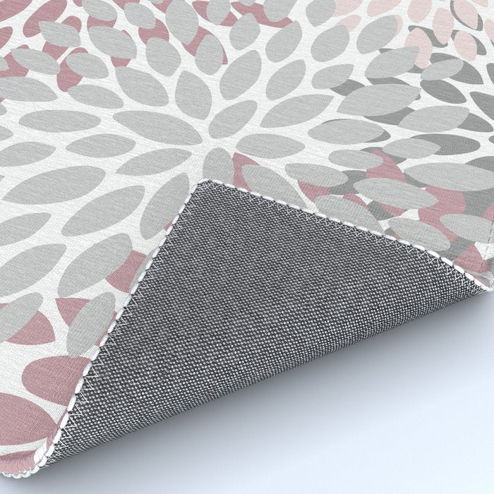 Floral Pattern, Pink, Gray and White Rug Gallery Image 4