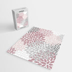 Floral Pattern, Pink, Gray and White Jigsaw Puzzle Gallery Image 2