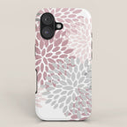 Floral Pattern, Pink, Gray and White iPhone Case Gallery Image 1