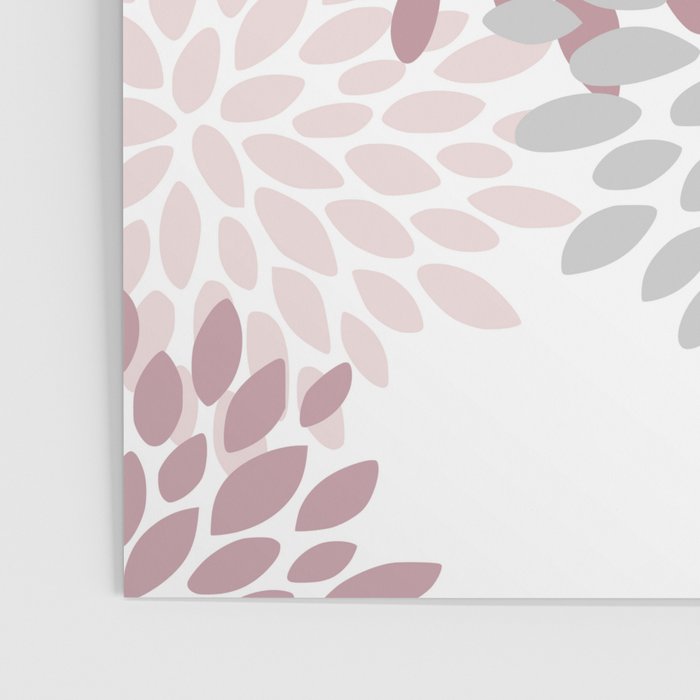 Floral Pattern, Pink, Gray and White Poster Gallery Image 3