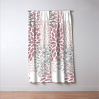 Floral Pattern, Pink, Gray and White Window Curtain Gallery Image 3