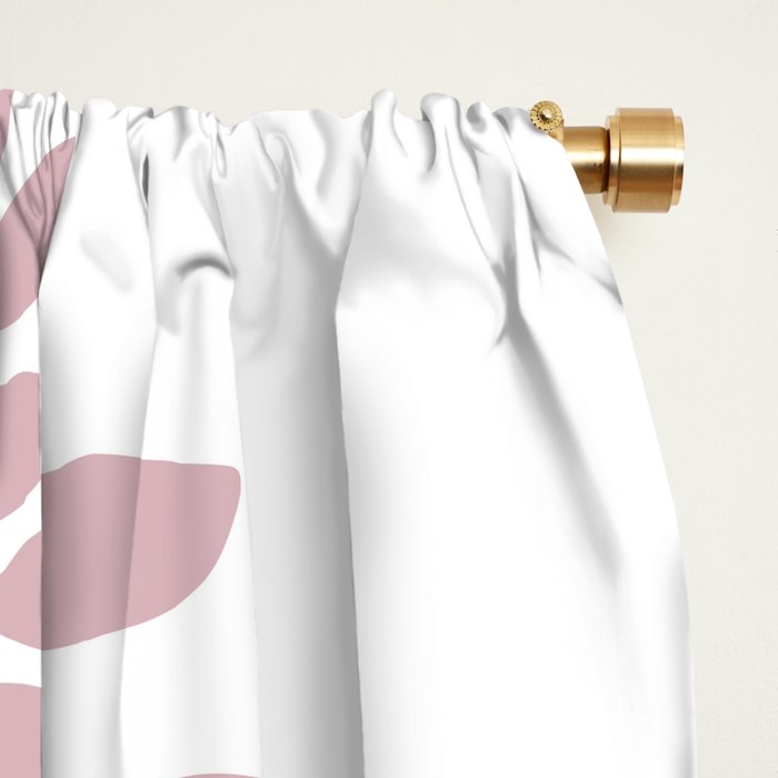 Floral Pattern, Pink, Gray and White Window Curtain Gallery Image 2