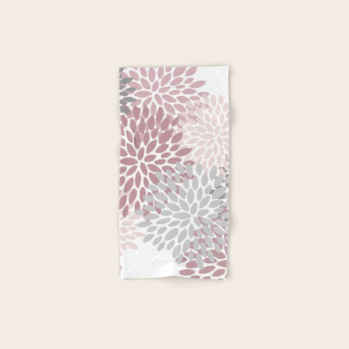 Floral Pattern, Pink, Gray and White Towels Gallery Image 1