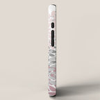 Floral Pattern, Pink, Gray and White iPhone Case Gallery Image 2