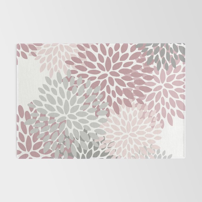 Floral Pattern, Pink, Gray and White Rug Gallery Image 2