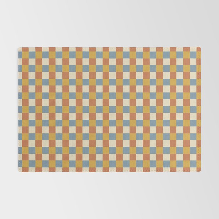 Checkered Multicolor Pattern XXXI Retro Summer Rug Gallery Image 2
