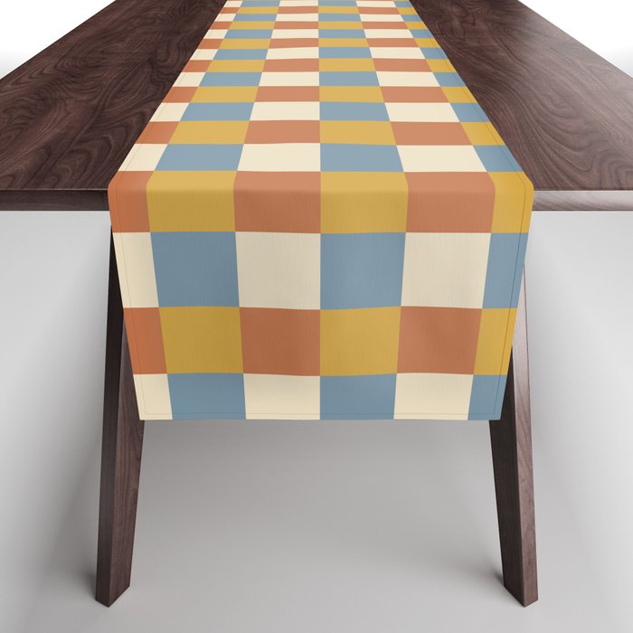 Checkered Multicolor Pattern XXXI Retro Summer Table Runner Gallery Image 1