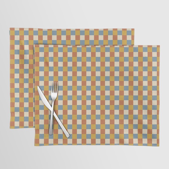 Checkered Multicolor Pattern XXXI Retro Summer Placemat Gallery Image 1