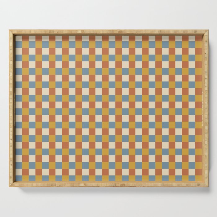 Checkered Multicolor Pattern XXXI Retro Summer Serving Tray Gallery Image 1