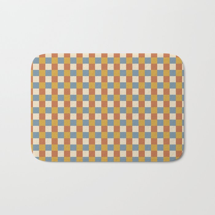 Checkered Multicolor Pattern XXXI Retro Summer Bath Mat Gallery Image 1