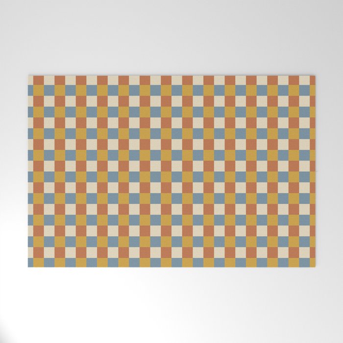 Checkered Multicolor Pattern XXXI Retro Summer Welcome Mat Gallery Image 1