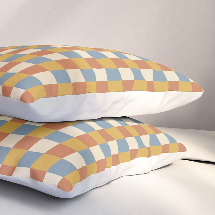 Checkered Multicolor Pattern XXXI Retro Summer Pillow Sham Gallery Image 3