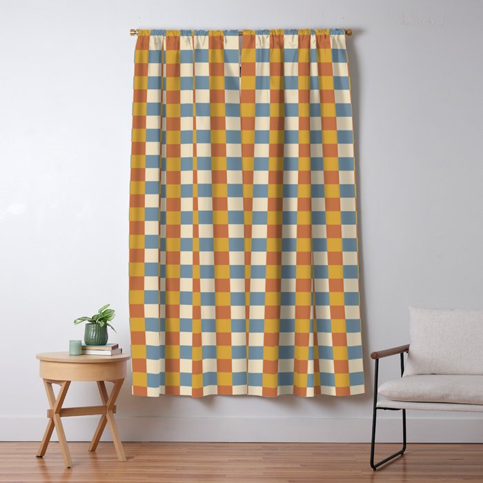 Checkered Multicolor Pattern XXXI Retro Summer Window Curtain Gallery Image 5