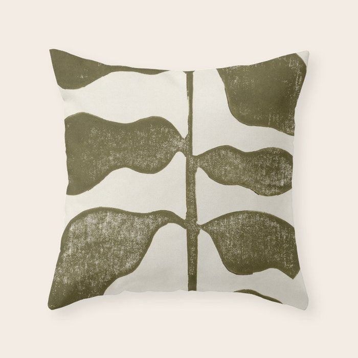 Linocut Plant Throw Pillow Gallery Image 6