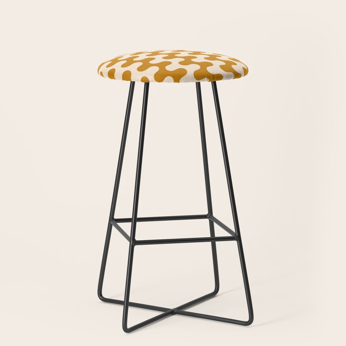 Retro Mid Century Modern Waves in  Yellow Ocher Stool Gallery Image 1