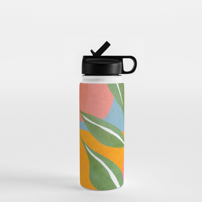 Minimal Modern Abstract Leaves 14 Water Bottle Gallery Image 1