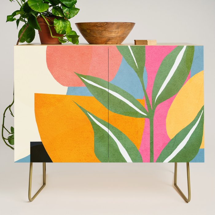 Minimal Modern Abstract Leaves 14 Credenza Gallery Image 1