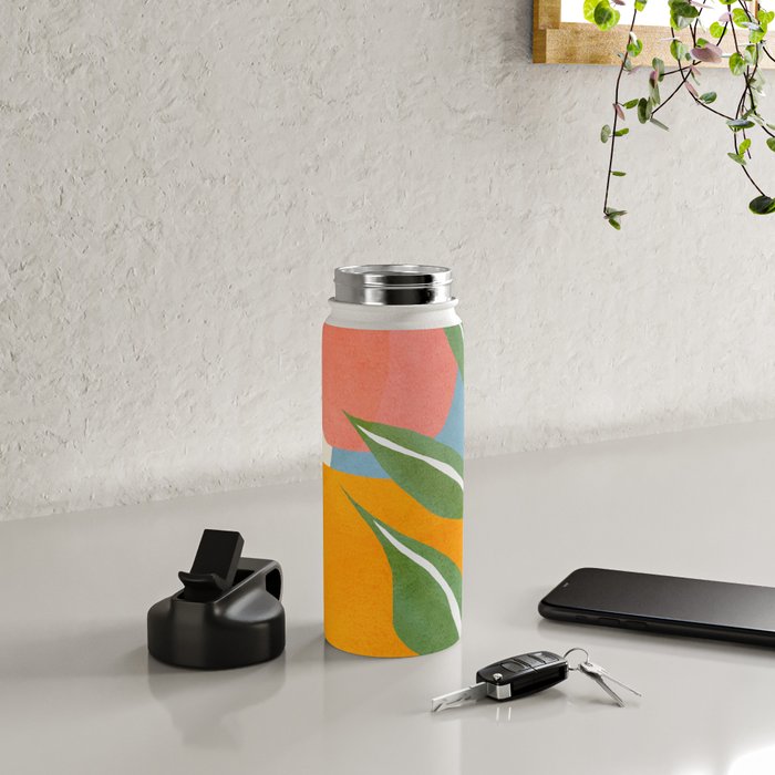 Minimal Modern Abstract Leaves 14 Water Bottle Gallery Image 4