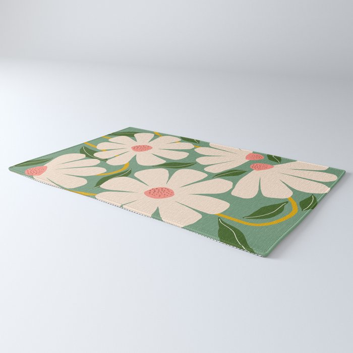 Wild Daisies - green Rug Gallery Image 3
