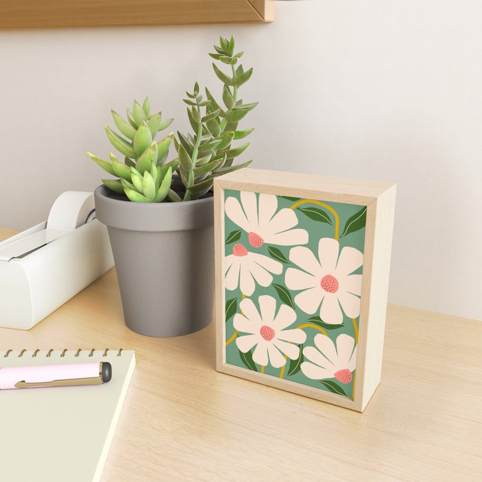 Wild Daisies - green Mini Art Print Gallery Image 2