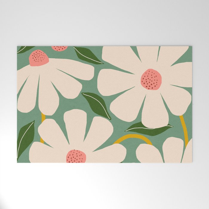 Wild Daisies - green Welcome Mat Gallery Image 1