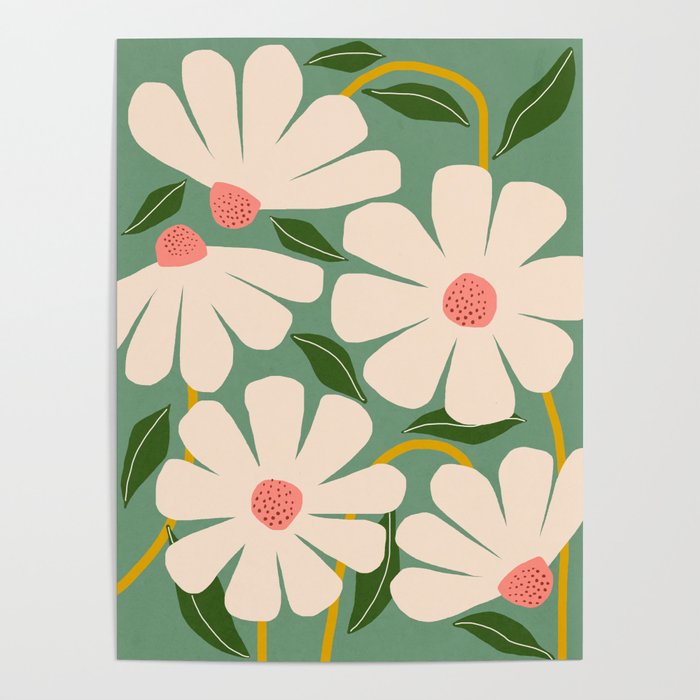 Wild Daisies - green Poster Gallery Image 4