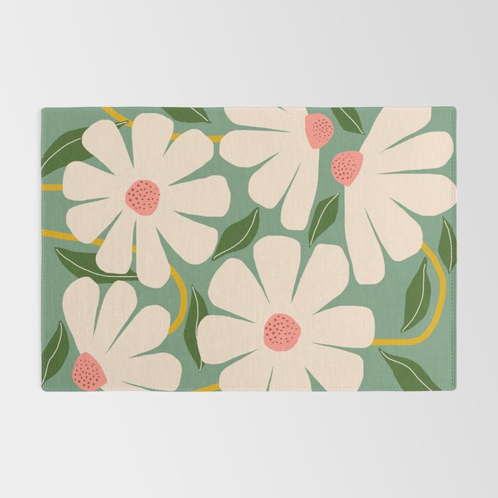 Wild Daisies - green Rug Gallery Image 2