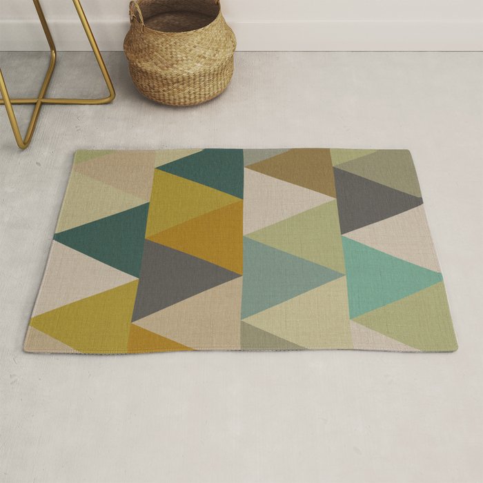 geometric mid century abstract nature green Rug Gallery Image 1