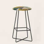 geometric mid century abstract nature green Stool Gallery Image 1
