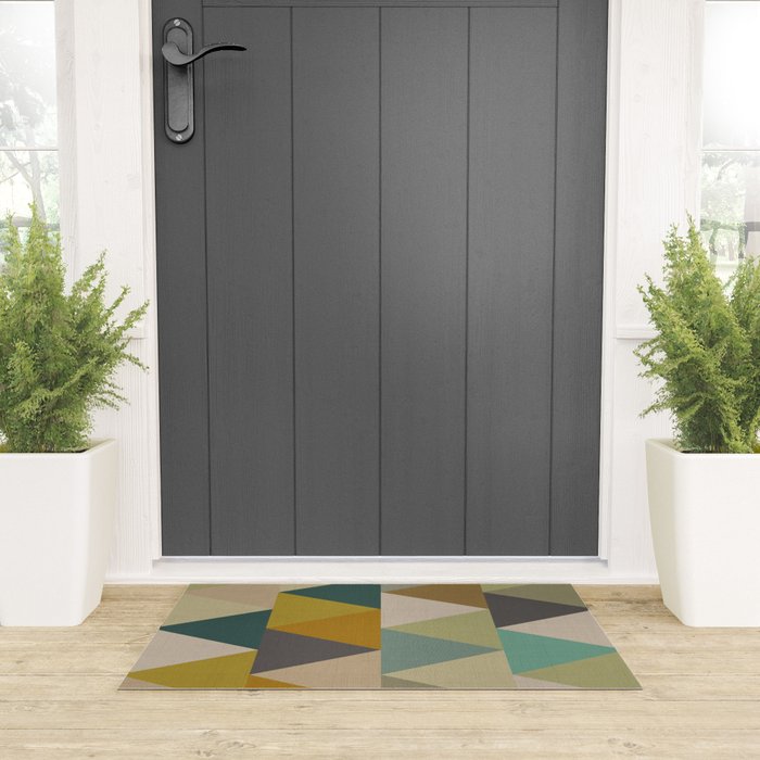geometric mid century abstract nature green Welcome Mat Gallery Image 3